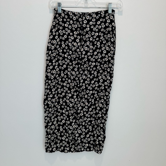 REFORMATION Bea Daisy Daisies Midi Skirt Black 0 - Picture 4 of 13